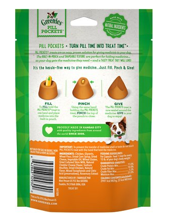 Greenies Pill Pockets for Tablets, Cheese Flavor for Dogs 3.2 oz