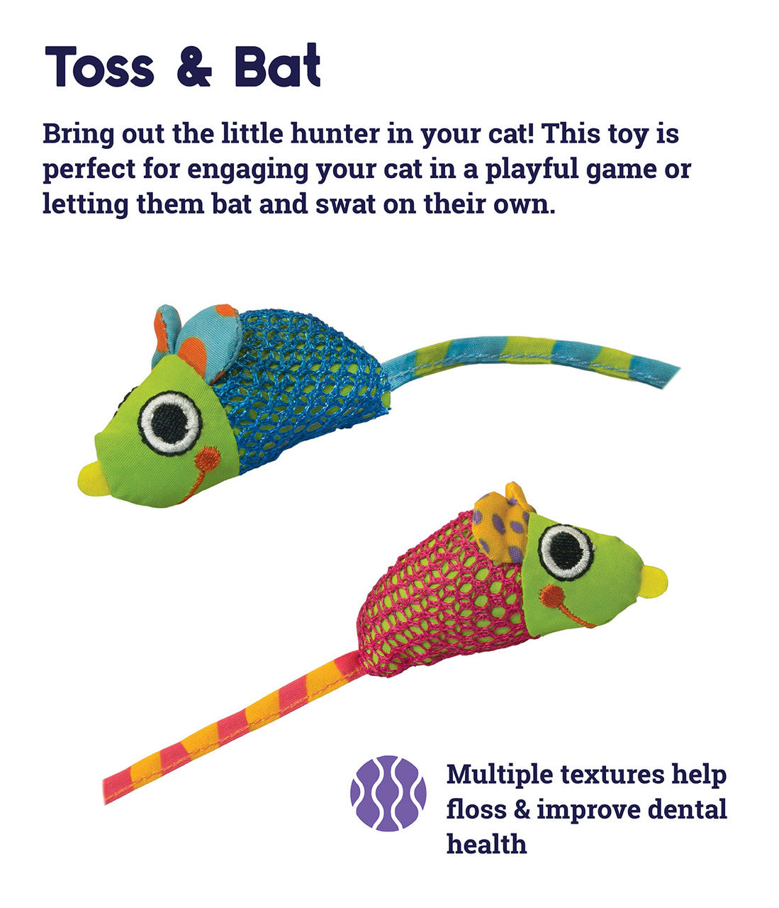 Catstages Catnip Chew Mice Dental Health Cat Toy 2 pk