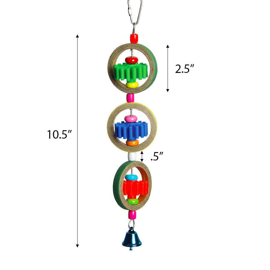 Incredipet Gears & Rings Bird Toy, 13 x 3 x 2 in