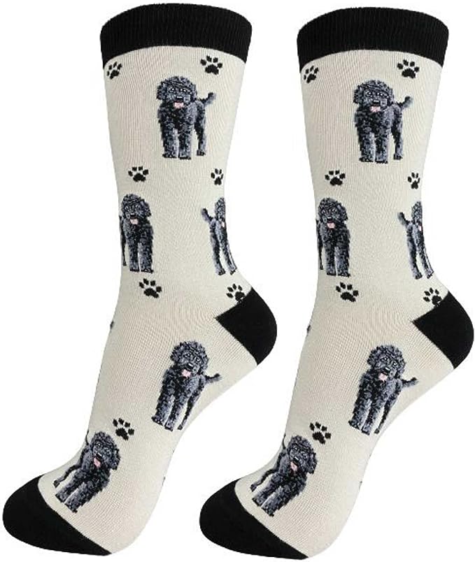 E & S Imports Pet Lover Socks Black Labradoodle Dog, Unisex, One Size Fits Most