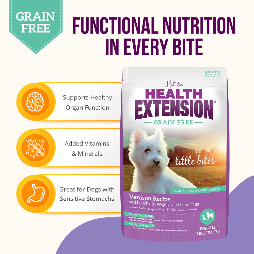 Health Extension Little Bites Grain-Free Venison Recipe All Life Stages Dry Dog Food