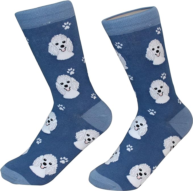 E & S Imports Pet Lover Socks White Poodle Dog, Unisex, One Size Fits Most