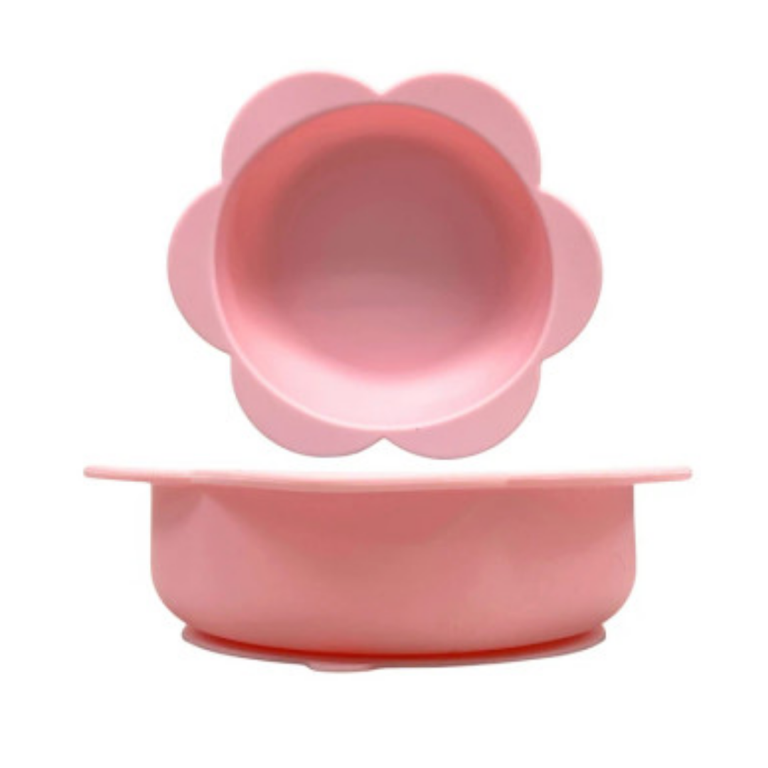 Kole Imports Pink Silicone Floral Shaped Pet Food and Water Bowl