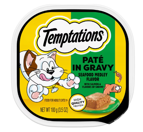 Whiskas Temptations Seafood Medley Flavor Pate in Gravy Wet Cat Food