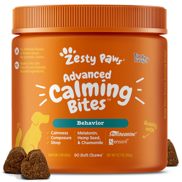 Zesty Paws Advanced Calming Bites Behavior Soft Chews for Dogs 90 ct