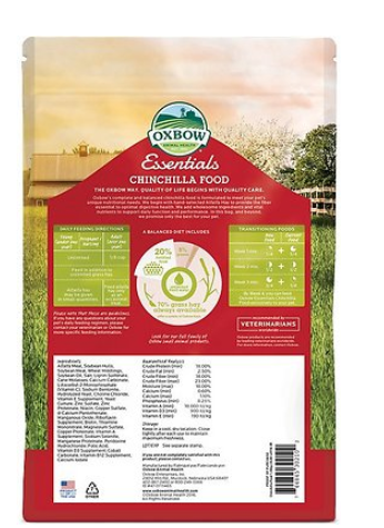 Oxbow Essentials Chinchilla High Fiber Low Fat Food 3 lb