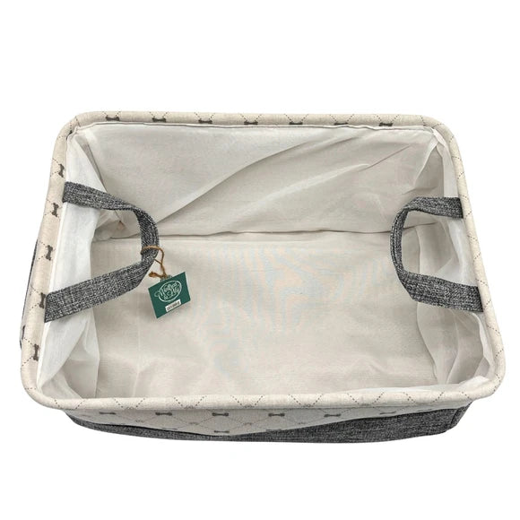 Kole Imports Bone Print Ivory Linen Rectangular Pet Storage Bin