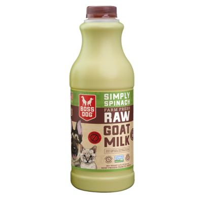 Boss Dog Simply Spinach Farm Fresh Raw Frozen Goat Milk for Dogs & Cats 32 oz