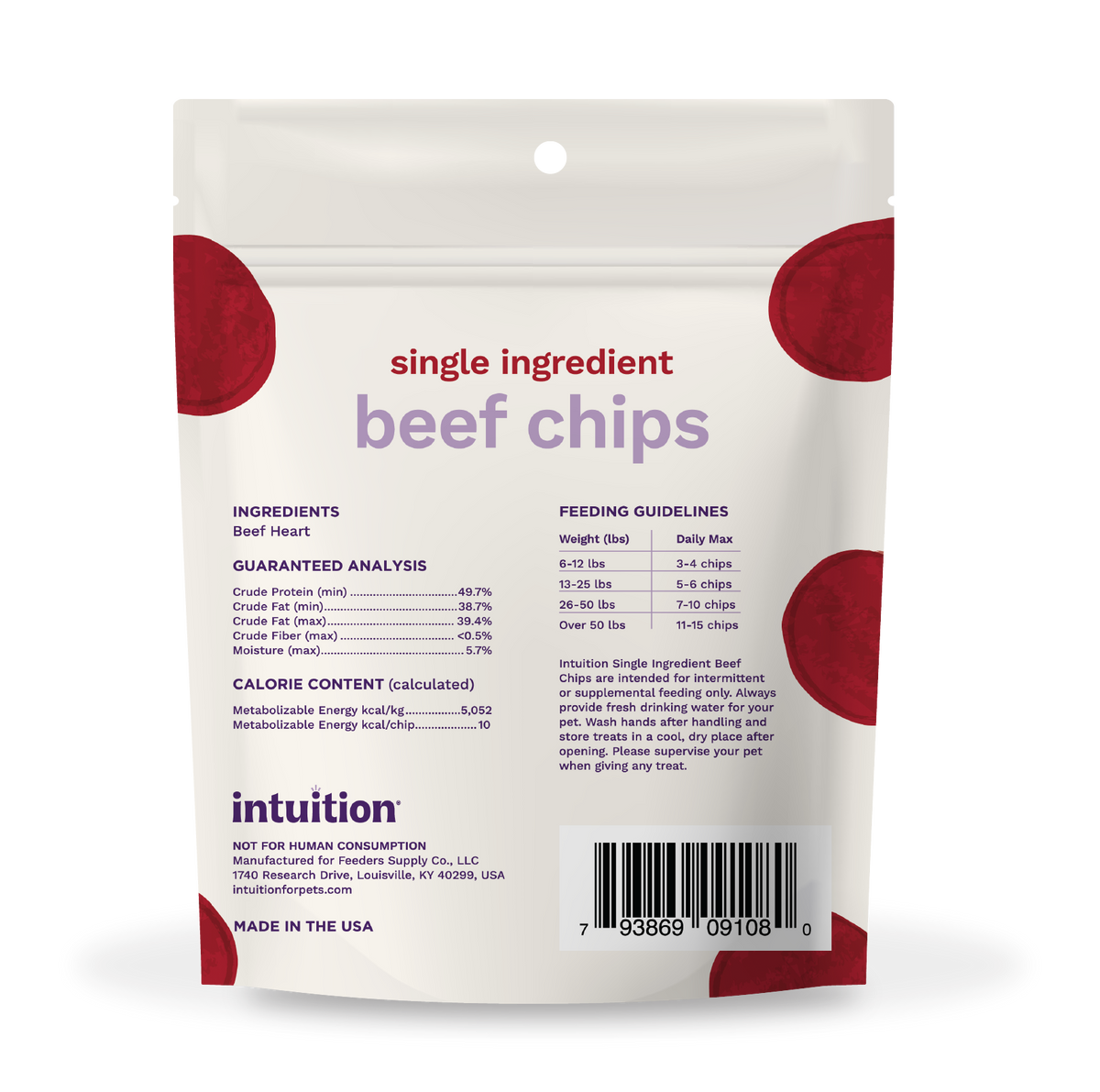 Intuition Single Ingredient Beef Chips Naturally Air-Dried Dog Treats 3.5 oz