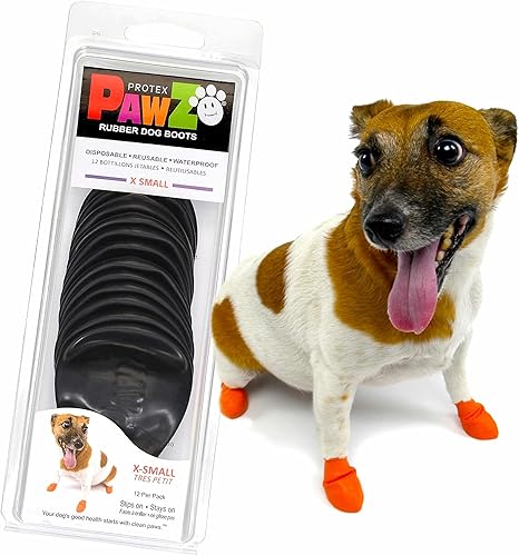 Pawz Waterproof Black Rubber Dog Boots 12 pack