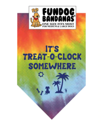 Fun Dog Bandanas Treat O'Clock Somewhere Pet Bandana