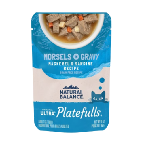 Natural Balance Platefulls Indoor Formula Mackerel & Sardine in Gravy Grain-Free Wet Cat Food Pouch