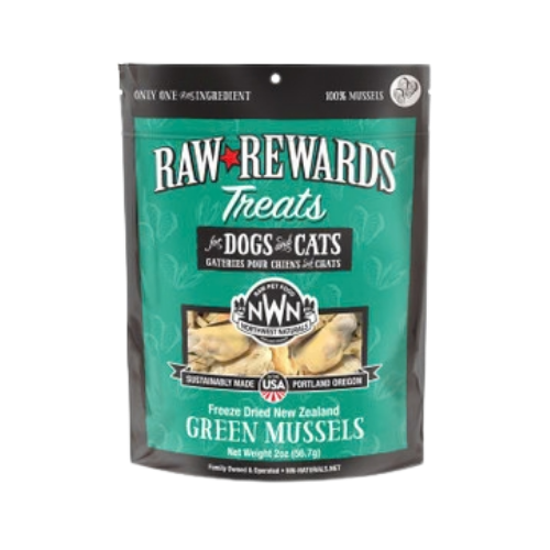 Northwest Naturals Raw Rewards Treats Freeze Dried New Zealand Green Mussels for Dogs & Cats 2 oz