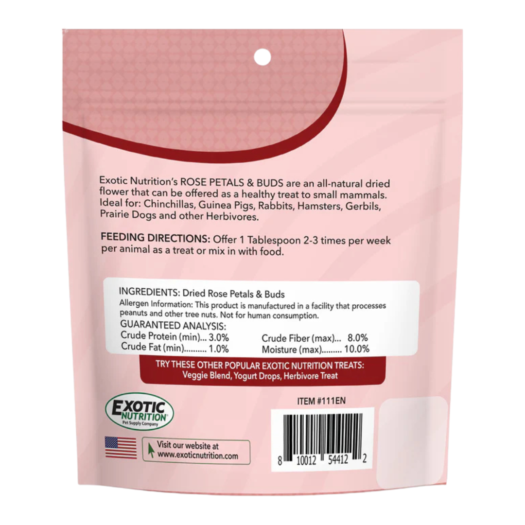 Exotic Nutrition Pet Supplies Rose Petals & Buds Small Animal Treat .85 oz