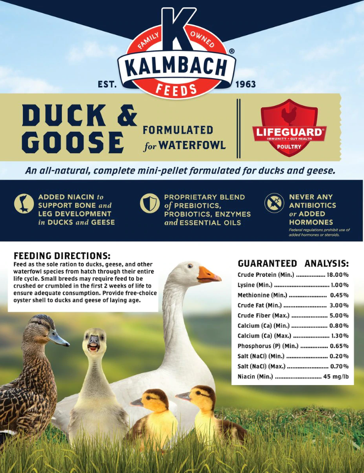 Kalmbach Feeds All Natural 18% Duck & Goose Waterfowl Mini Pellet Feed 10 lb