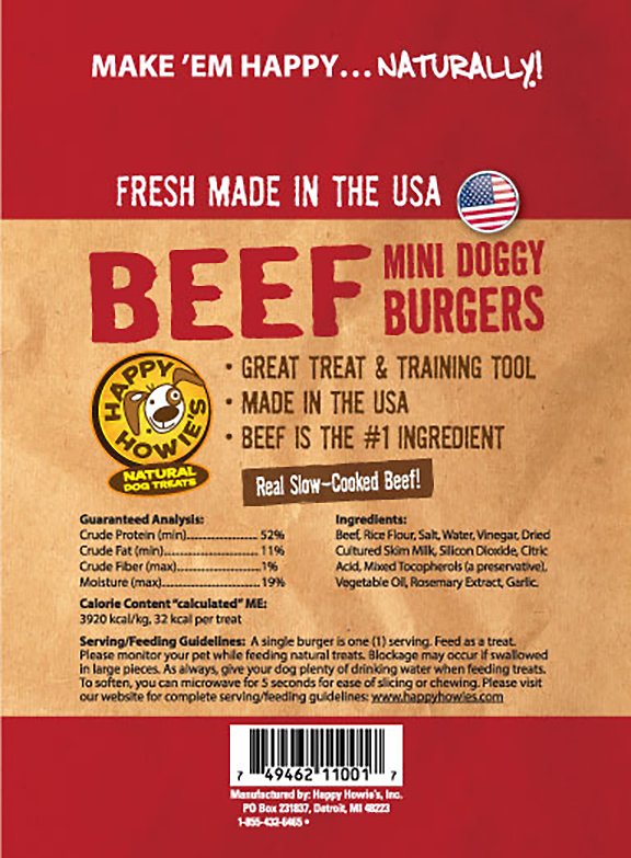 Happy Howie's 2 in Mini Beef Burger for Dogs