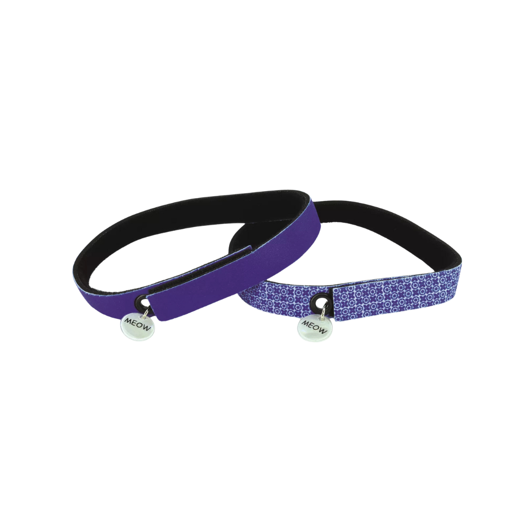 Coastal Pet Products ElastaCat FlexFit Cat Collar- Tiles & Navy 2 pk