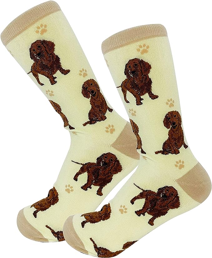E & S Imports Pet Lover Socks Red Dachshund Dog, Unisex, One Size Fits Most