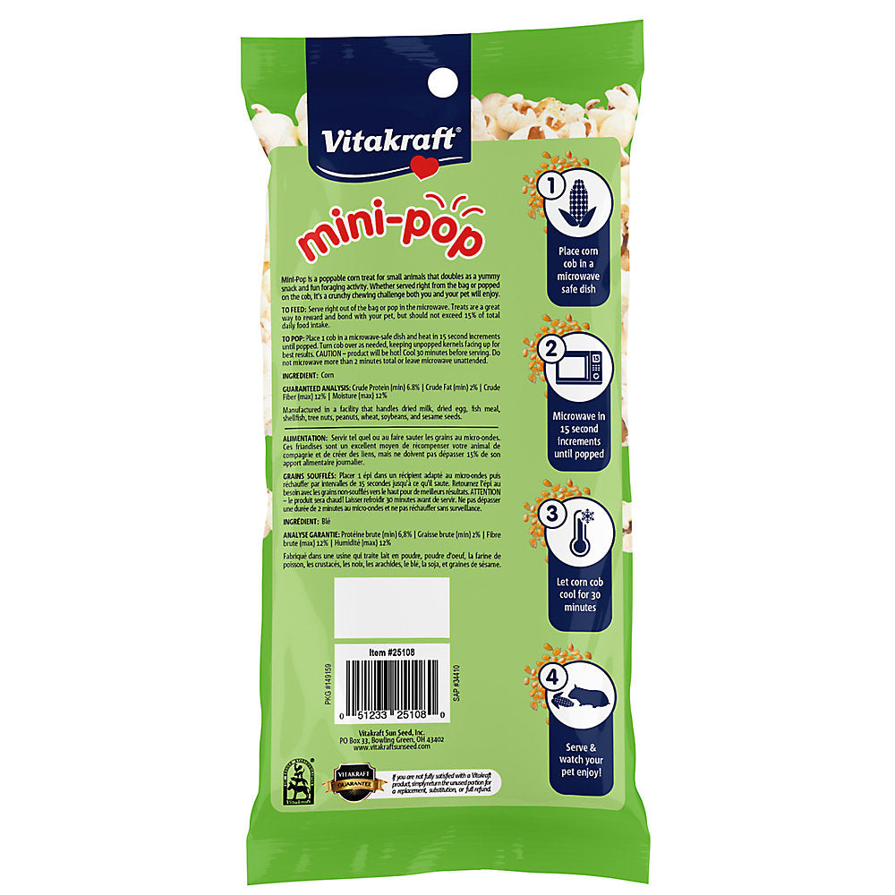 Vitakraft Mini-Pop Small Animal Microwavable Popcorn Treat 6 oz