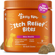 Zesty Paws Itch Relief Bites Skin Health Soft Chews for Dogs 90 ct