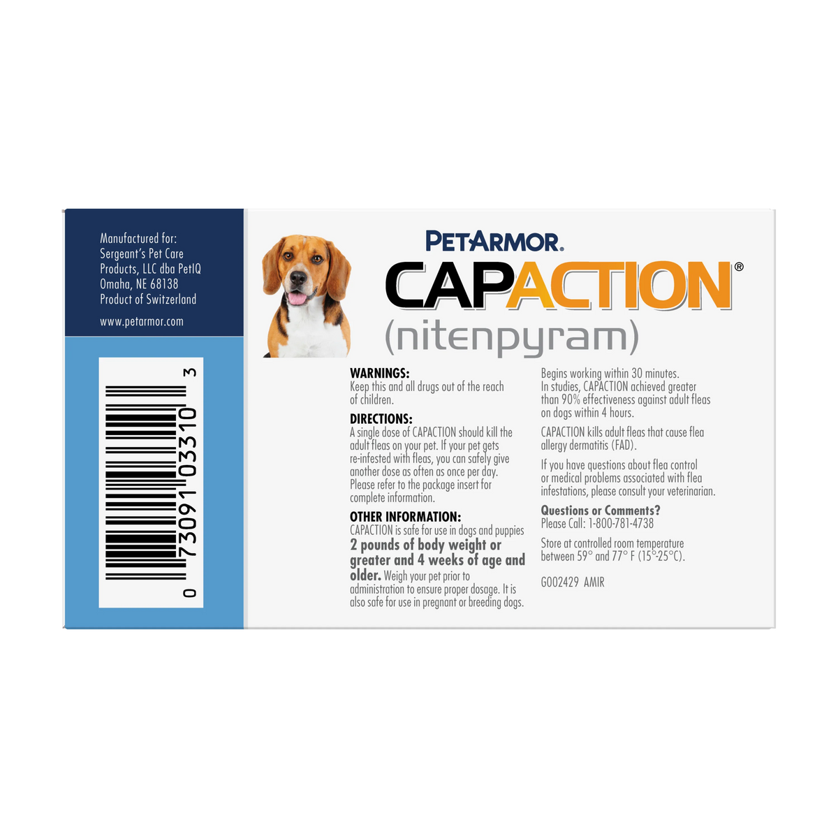 Petarmor CapAction Oral Flea Treatment Tablets for Dogs 2-25lbs 6 ct