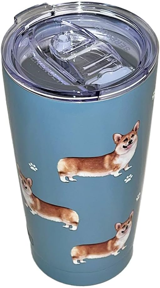 E & S Imports Serengeti Welsh Corgi Stainless Steel, Vacuum Insulated Tumbler with Spill Proof Lid 20 oz