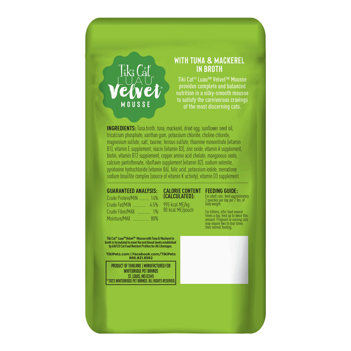 Tiki Cat Velvet Mousse Tuna & Mackerel in Broth Wet Cat Food Pouch