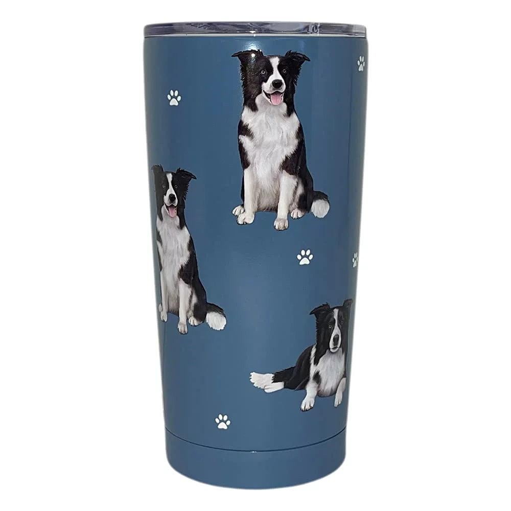 E & S Imports Serengeti Border Collie Stainless Steel, Vacuum Insulated Tumbler with Spill Proof Lid 20 oz