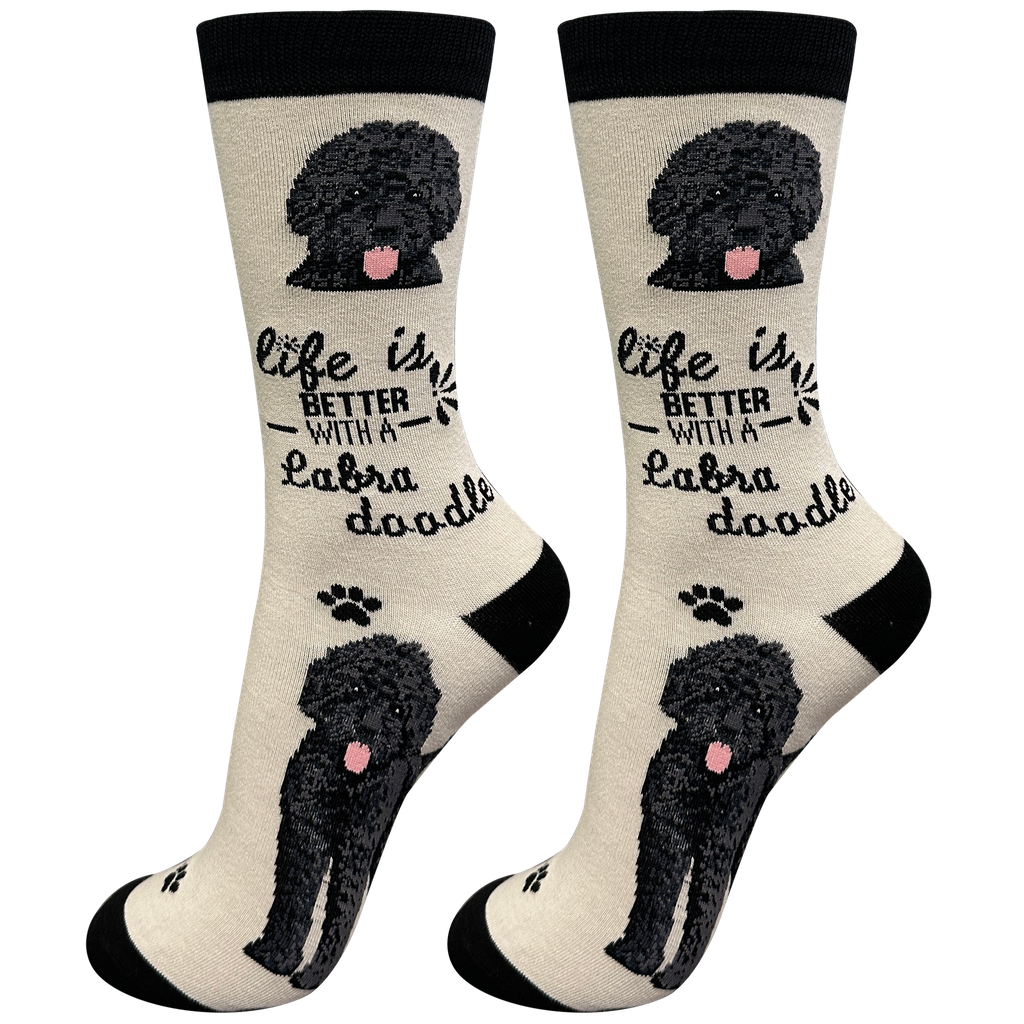 E & S Imports Life is Better With a Black Labradoodle Socks