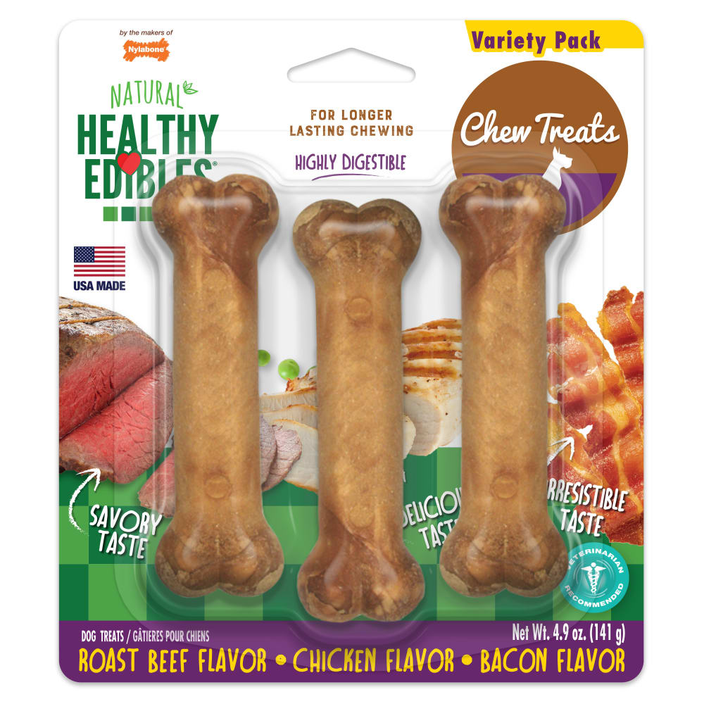 Nylabone Healthy Edibles All Natural Variety Pk Small Dog Chew Treats 3 pk