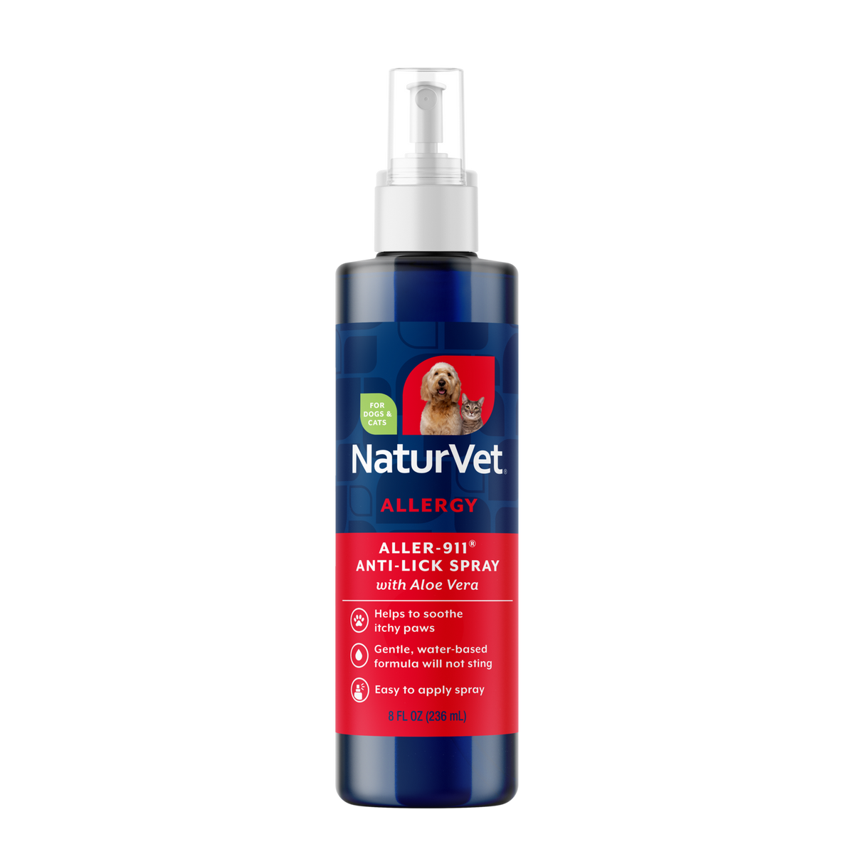 Naturvet Aller-911 Allergy Aid Anti-Lick Paw Spray for Dogs & Cats 8 oz