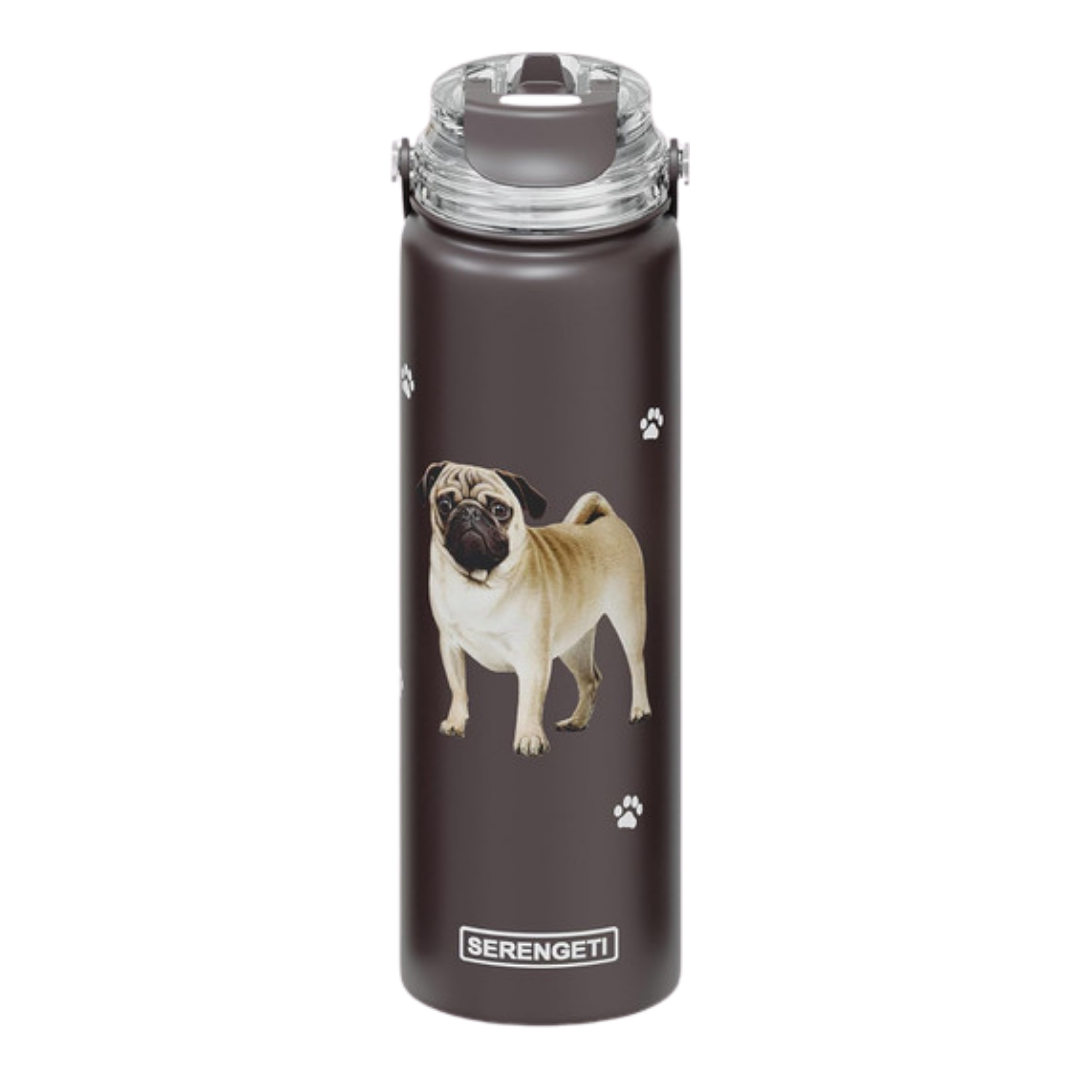 E & S Imports Serengeti Pug Stainless Steel Water Bottle 24 oz