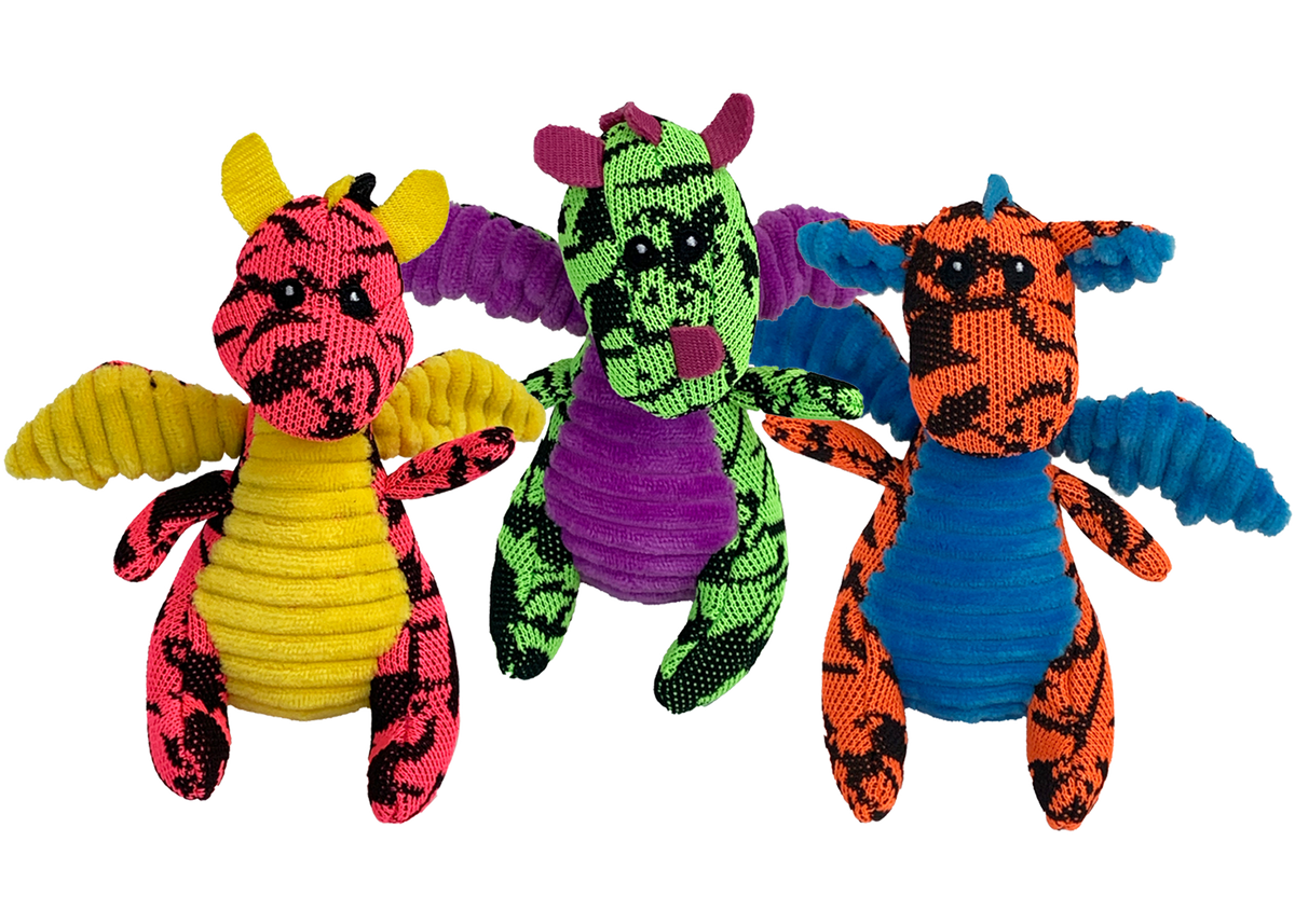 Incredipet Mini Dragon Plush Dog Toy, Assorted 5 in