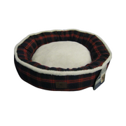 Akc Red Plaid Round Pet Bed 25 in
