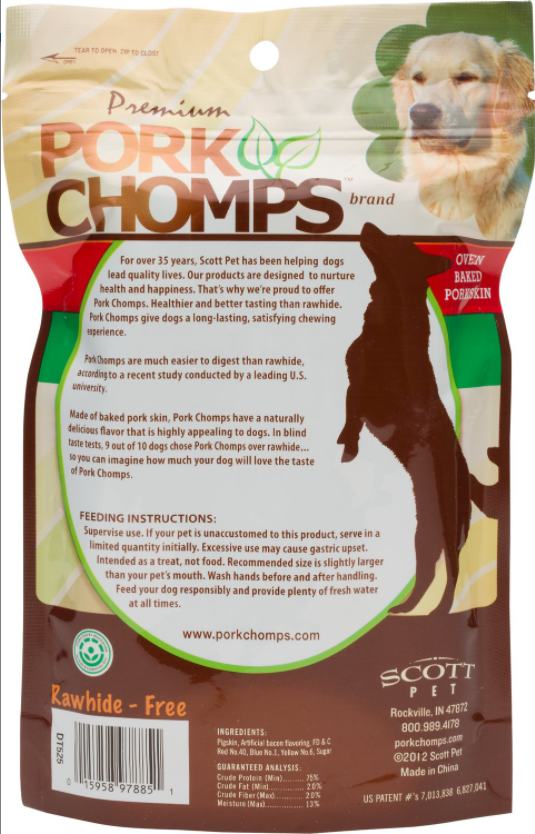 Scott Pet Pork Chomps Bacon Flavor Twists Rawhide-Free Dog Chews 4 ct