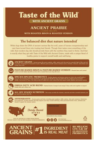 Taste Of The Wild Ancient Prairie With Ancient Grains Dry Dog Food