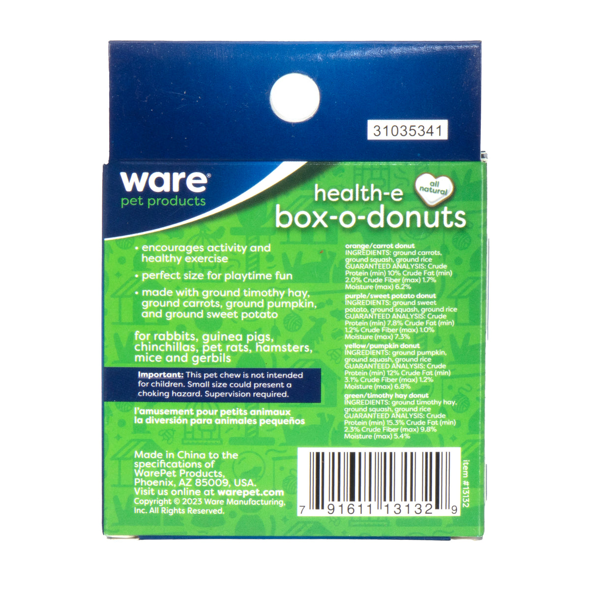 Ware Health-e Box-O-Donuts Small Animal Chew Toys 4 pk