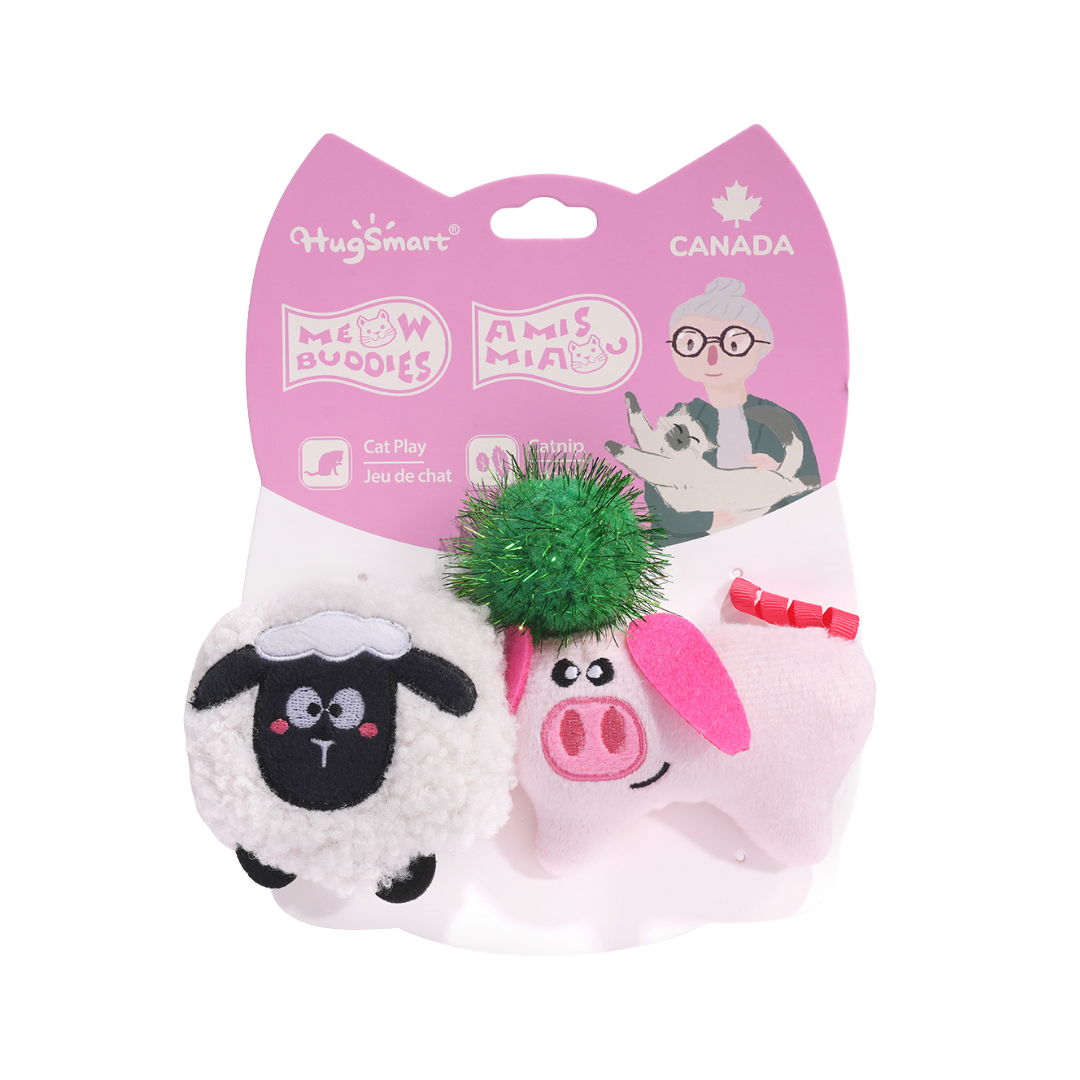 Hugsmart Sheep and Pig Cat Toys 3 Pack