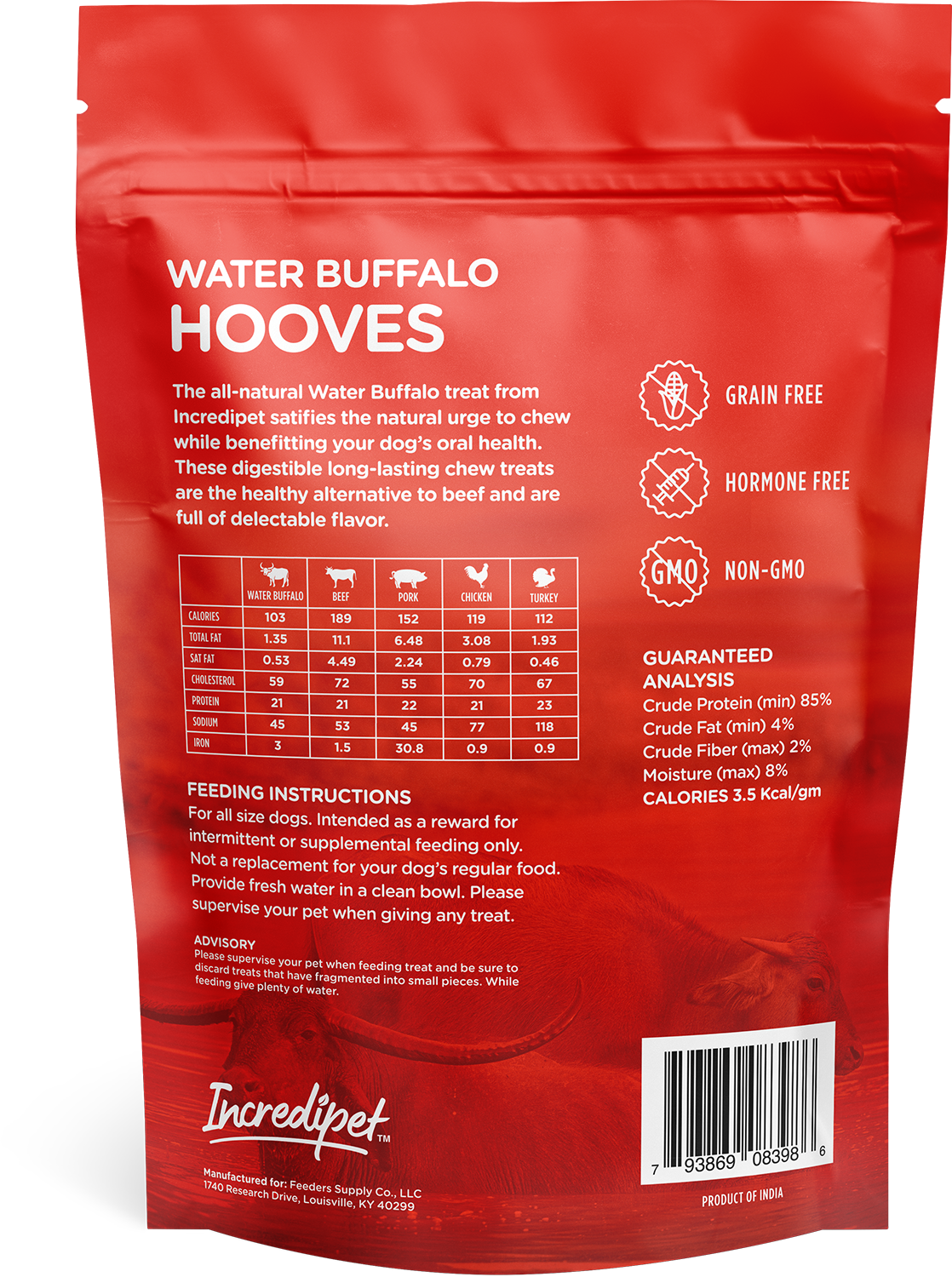 Incredipet Buffalo Hooves Dog Chew 3 pk