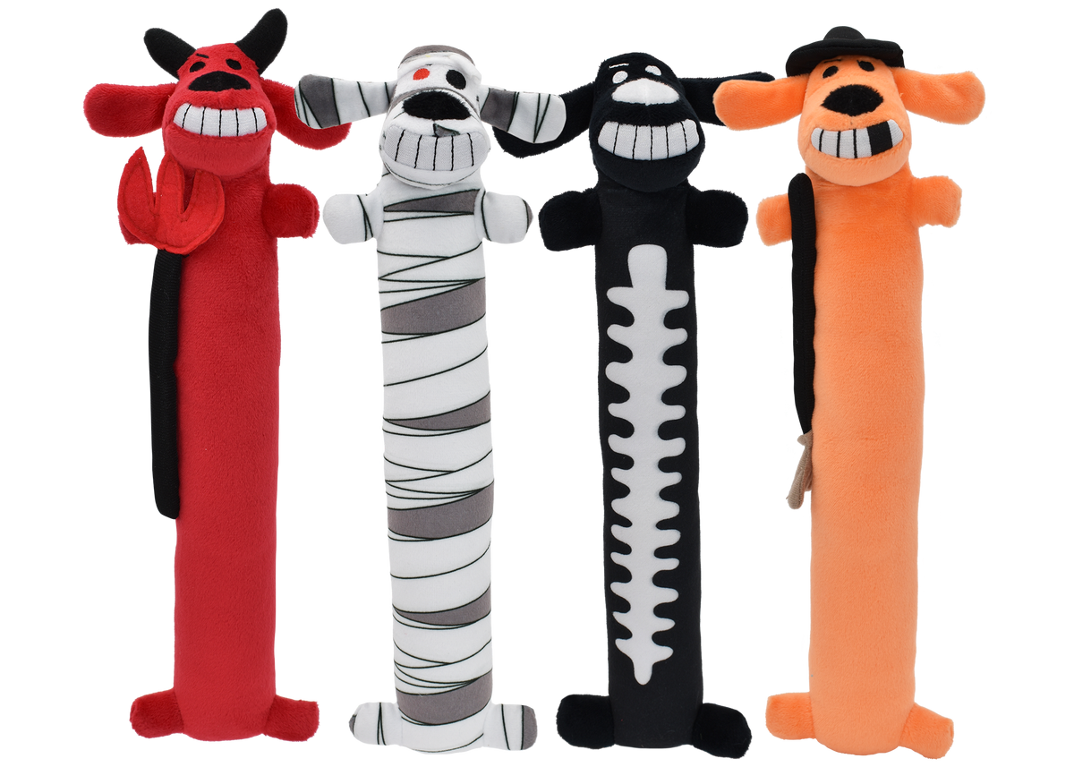 Multipet Halloween Loofa Dog Plush Dog Toy, Assorted 12 in