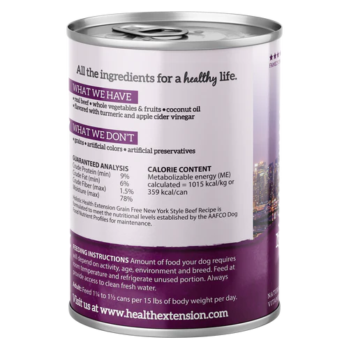 Health Extension Grain-Free New York Style Beef Recipe Canned Dog Food