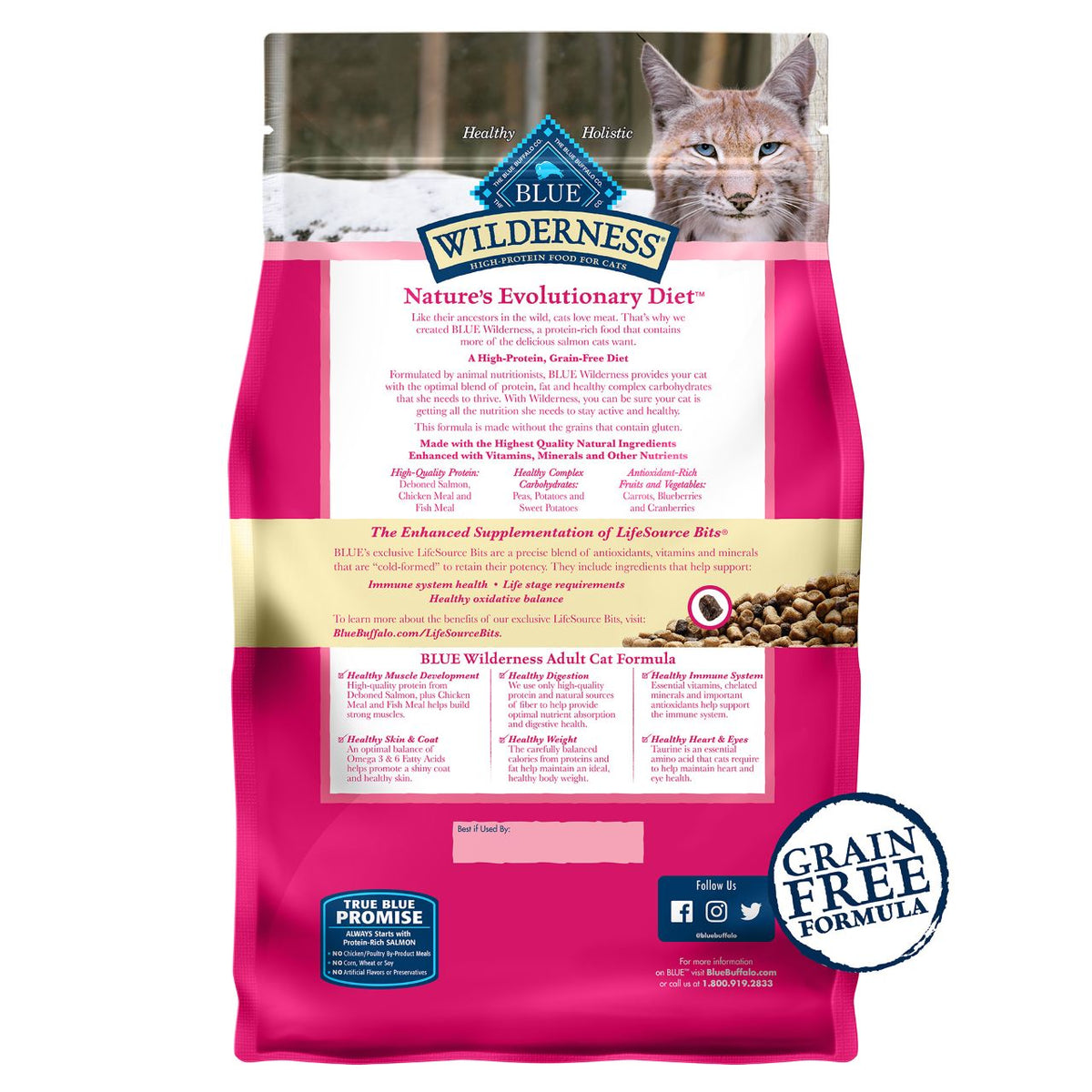 Blue Buffalo Wilderness Adult Salmon Recipe Grain-Free Dry Cat Food