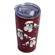 E & S Imports Serengeti Tan Shih Tzu Stainless Steel, Vacuum Insulated Tumbler with Spill Proof Lid 20 oz