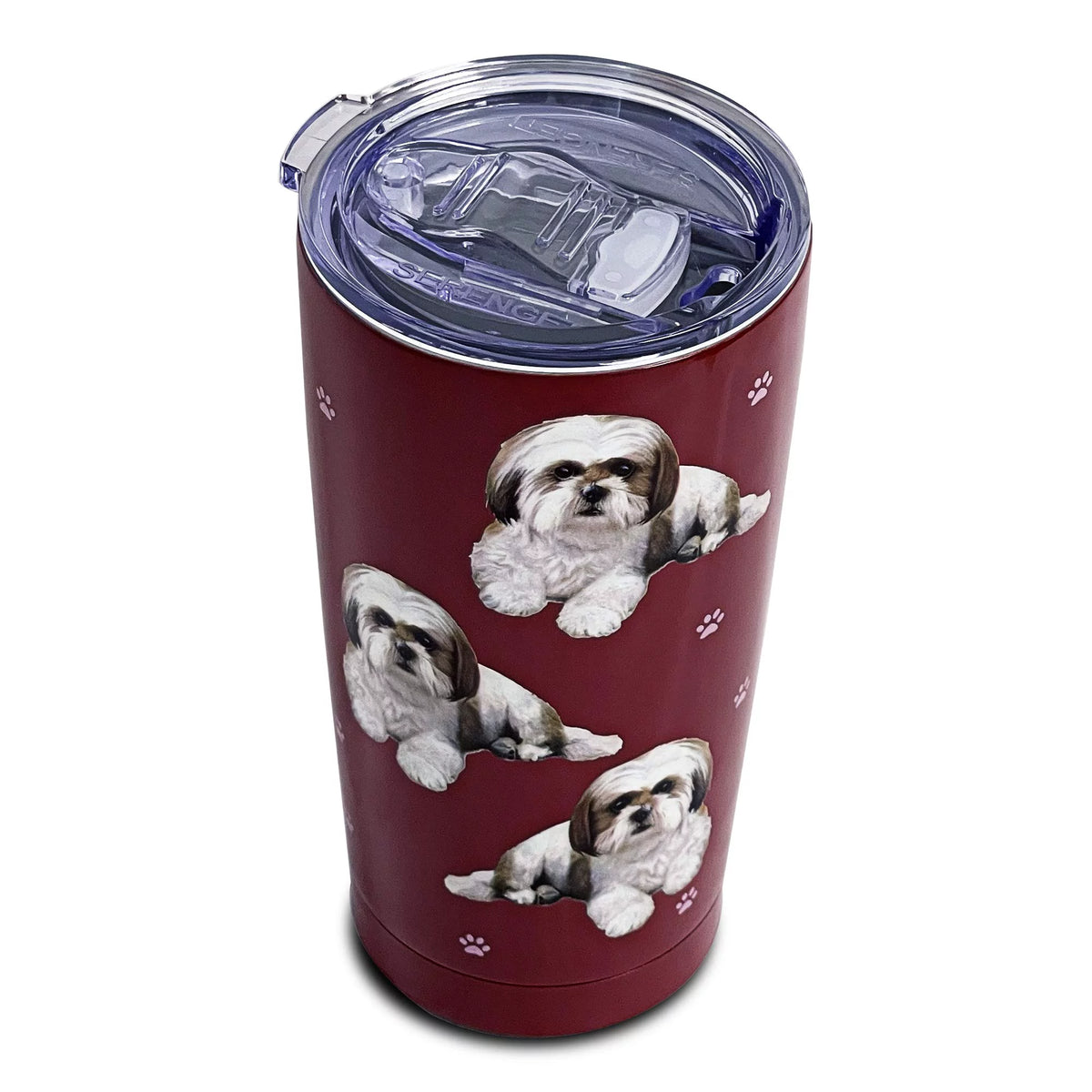 E & S Imports Serengeti Tan Shih Tzu Stainless Steel, Vacuum Insulated Tumbler with Spill Proof Lid 20 oz