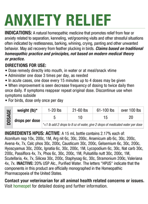 Homeopet Anxiety Relief Multispecies Formula