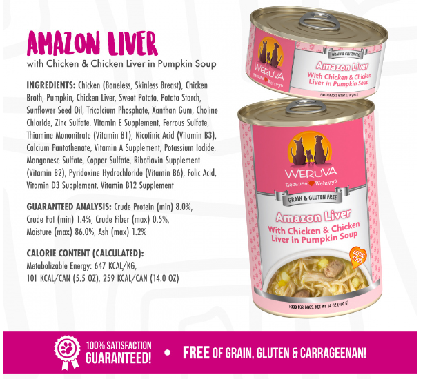 Weruva Amazon Livin' with Chicken & Chicken Liver in Pumpkin Soup Canned Dog Food