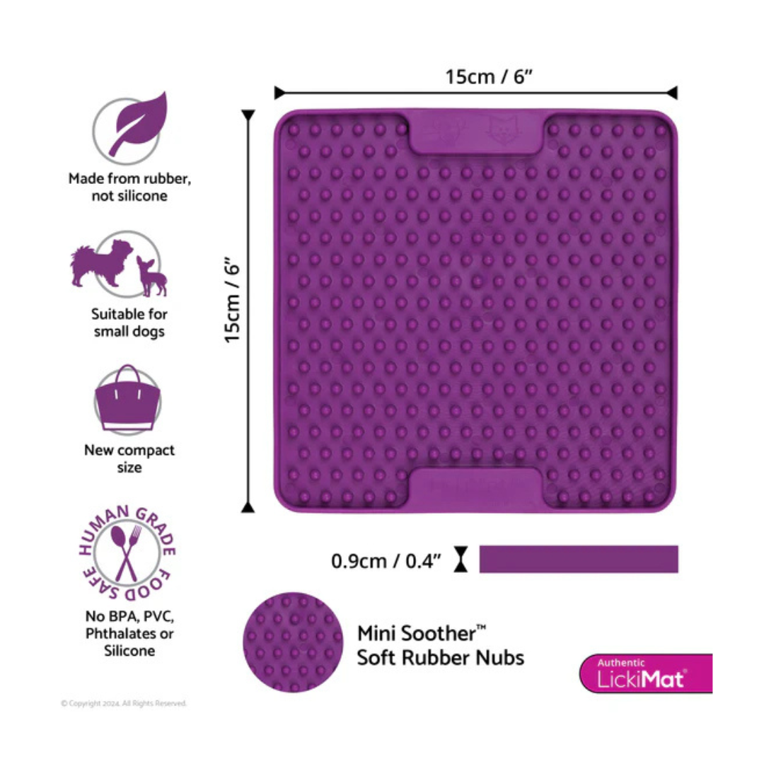 Lickimat Purple Mini Mat Soother Dog Slow Feeder