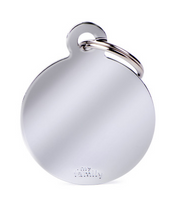 Myfamily Big Round in Chrome Plated Brass Personalized Dog ID Tag