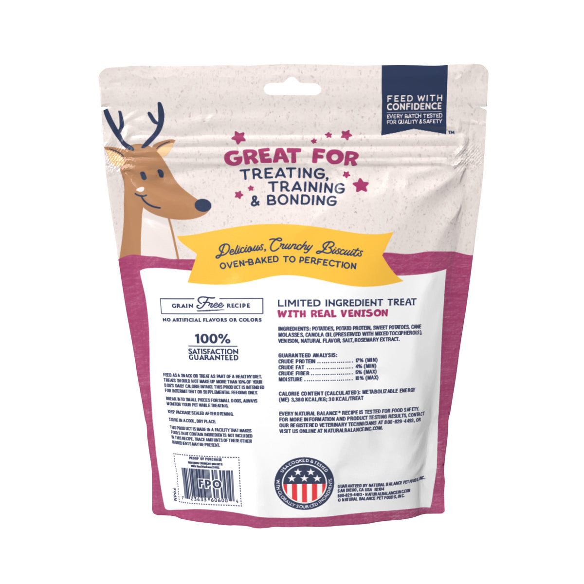 Natural Balance Rewards Limited Ingredient Crunchy Biscuits with Real Venison Dog Treats 14 oz