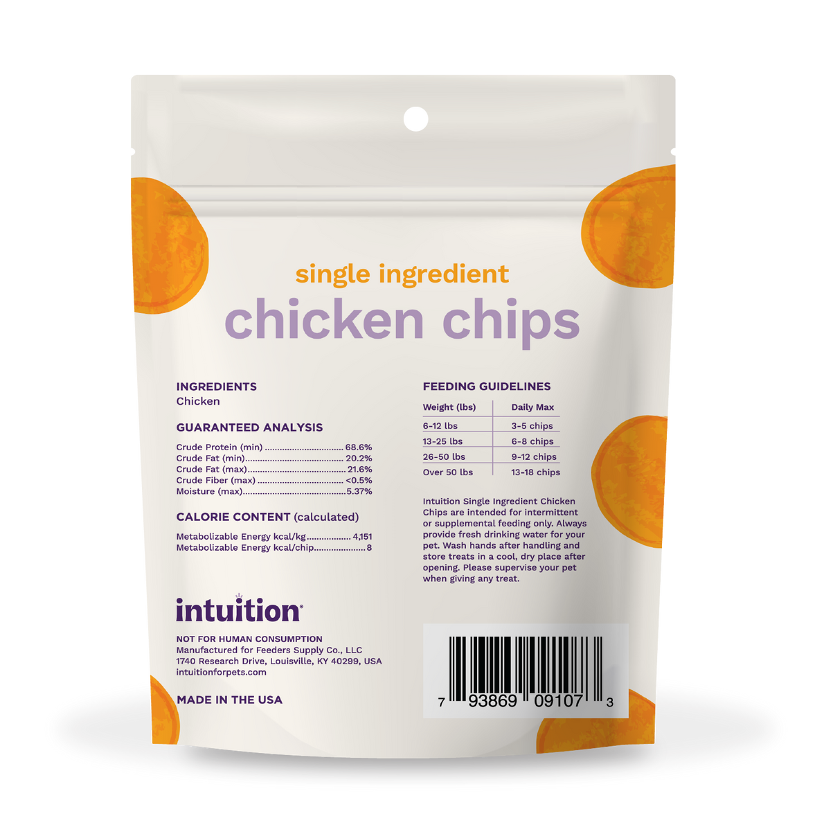 Intuition Single Ingredient Chicken Chips Naturally Air-Dried Dog Treats 3.5 oz